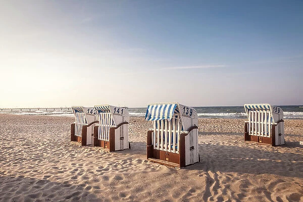 Beach chairs in winter in Kuehlungsborn, Mecklenburg-West Pomerania, Baltic Sea, North Germany, Germany