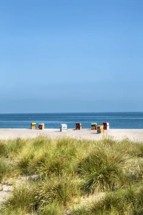Framed Print : Beach, dunes and beach baskets, Heiligenhafen, Baltic coast, Schleswig-Holstein, Germany Framed Print : Beach, dunes and beach baskets, Heiligenhafen, Baltic coast, Schleswig-Holstein, Germany