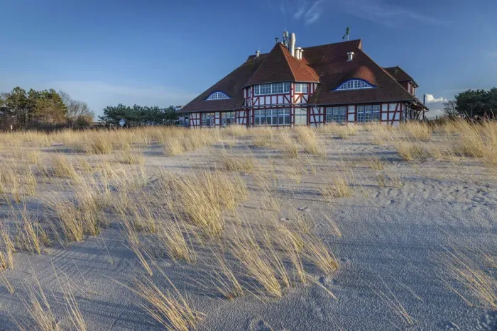 Framed Print : Beach, dunes and Kurhaus Zingst, Mecklenburg-Western Pomerania, Northern Germany, Germany Framed Print : Beach, dunes and Kurhaus Zingst, Mecklenburg-Western Pomerania, Northern Germany, Germany