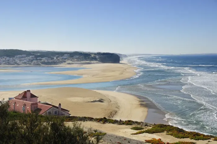 Framed Print : The beach of Foz do Arelho, in the Obidos region, one of the most interesting beaches