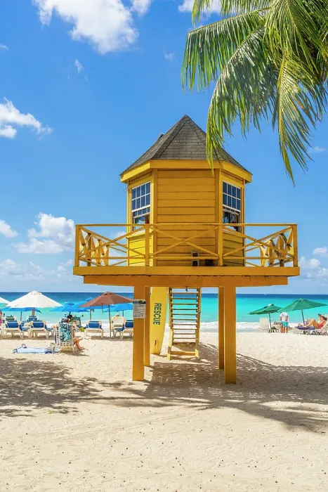 Framed Print : Beach hut, Rockley Beach, Barbados, Caribbean