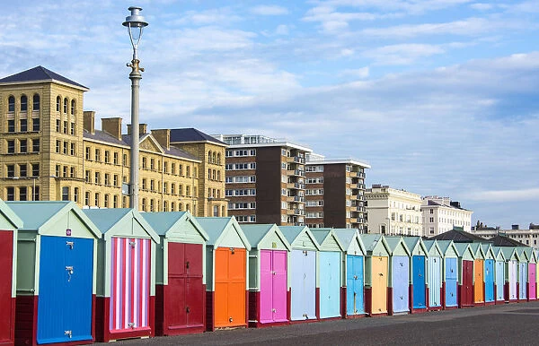 Beach huts in Brighton, East Sussex, England