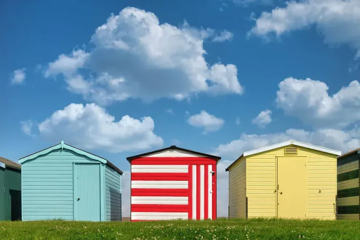 Framed Print : Beach Huts, Dovercourt, Essex, England