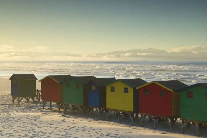 Framed Print : Beach huts on Muizenburg beach, Cape Town, Western Cape, South Africa Framed Print : Beach huts on Muizenburg beach, Cape Town, Western Cape, South Africa