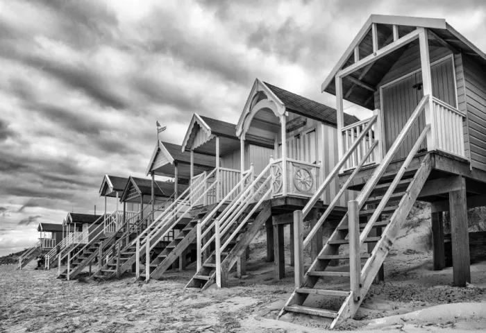 Framed Print : Beach huts in Wells-Next-the-Sea, Norfolk, UK Framed Print : Beach huts in Wells-Next-the-Sea, Norfolk, UK