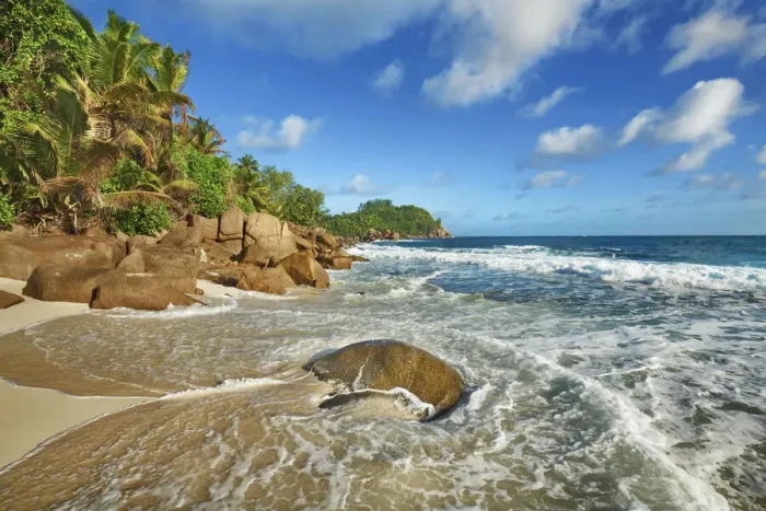 Framed Print : Beach impression at Petite Police - Seychelles, Mahe, Petite Police - Indian Ocean Framed Print : Beach impression at Petite Police - Seychelles, Mahe, Petite Police - Indian Ocean