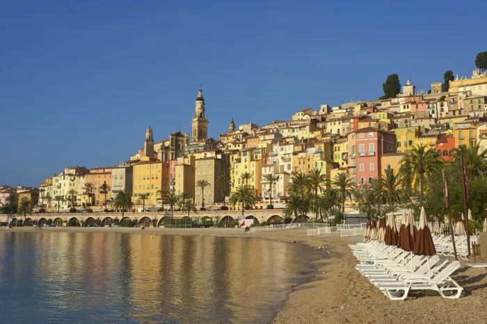 Framed Print : Beach of Menton, Cote da'Azur, France