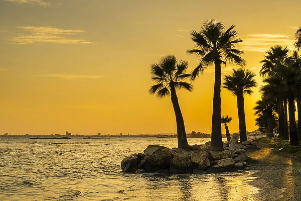 A beach scene at Palm Beach in Larnaca, Cyprus