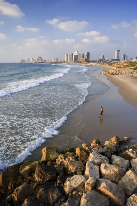 Framed Print : Beach and Tel Aviv from Jaffo Old Port, Israel Framed Print : Beach and Tel Aviv from Jaffo Old Port, Israel