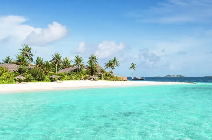Framed Print : Beach on a tropical island in Baa Atoll, Maldives