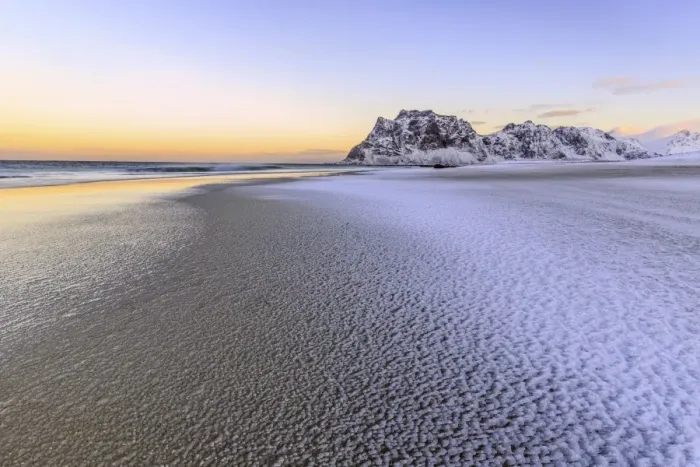 Framed Print : Beach of Uttakleiv. Lofoten Islands Norway Europe
