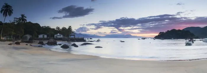 Framed Print : Beach at Vila do Abraao at dawn, Ilha Grande, Rio de Janeiro State, Brazil Framed Print : Beach at Vila do Abraao at dawn, Ilha Grande, Rio de Janeiro State, Brazil
