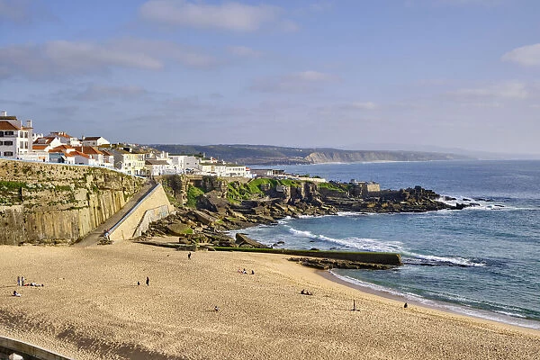 The beach and village of Ericeira overlooking the Atlantic Ocean. Portugal