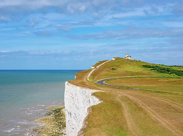 Beachy Head Cliffs and Belle Tout Lighthouse, Eastbourne, East Sussex, England, United Kingdom