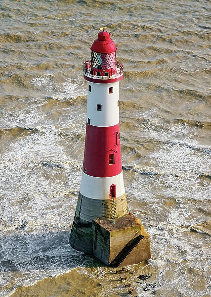 Beachy Head Lighthouse, elevated view, Eastbourne, East Sussex, England, United Kingdom