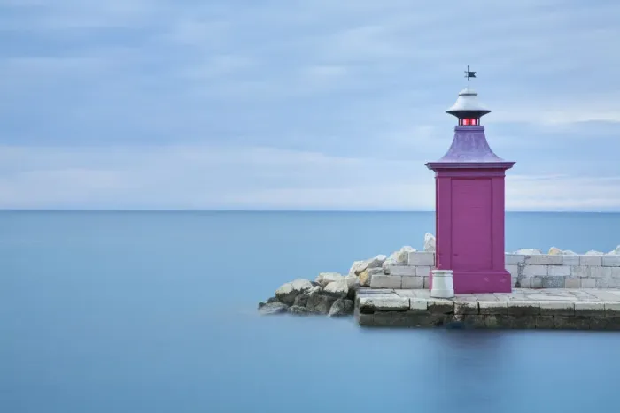 Framed Print : Beacon at entrance to Piran Harbour, Adriatic Coast, Slovenia