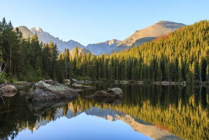 Framed Print : Bear Lake at sunrise, Rocky Mountain National Park, Colorado, United States Framed Print : Bear Lake at sunrise, Rocky Mountain National Park, Colorado, United States