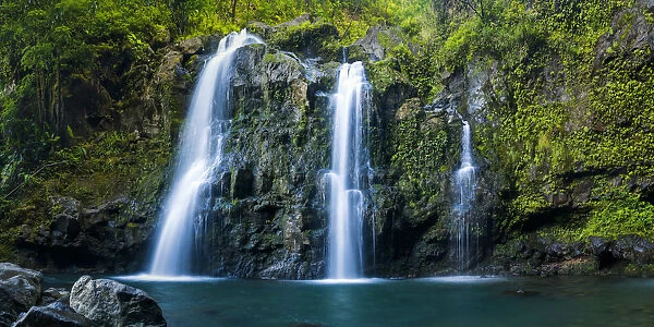 Three Bears Waterfall, Maui, Hawaii, USA