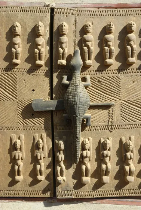 Framed Print : A beautiful carved door of the Dogon Country. Mali, West Africa
