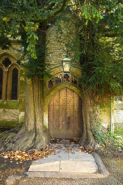 Beautiful doorway to St. Edwards Church, Stow-on-the-Wold, Cotswolds, Gloucestershire
