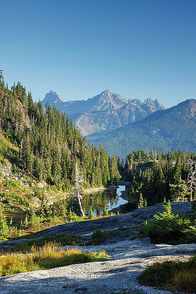 Beautiful lake and mountain view in North Cascades National Park, Washington, USA