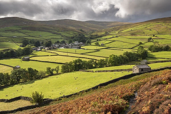 Beautiful rolling countryside near the village of Thwaite in Swaledale