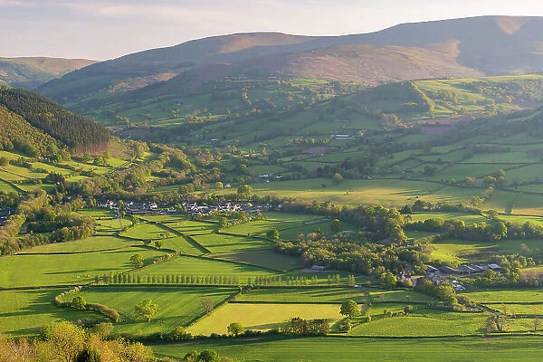 Beautiful rolling countryside surrounding Talybont-on-Usk in the Brecon Beacons (Bannau Brycheiniog) National Park, Powys, Wales. Spring (May) 2019