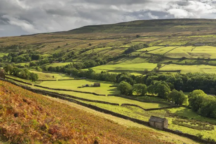 Framed Print : Beautiful rolling countryside in Swaledale, Yorkshire Dales National Park Framed Print : Beautiful rolling countryside in Swaledale, Yorkshire Dales National Park