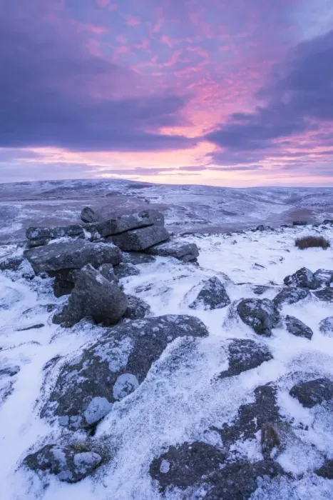 Framed Print : Beautiful sunrise over a frozen snow covered moorland, Belstone Tor, Dartmoor, Devon, England Framed Print : Beautiful sunrise over a frozen snow covered moorland, Belstone Tor, Dartmoor, Devon, England
