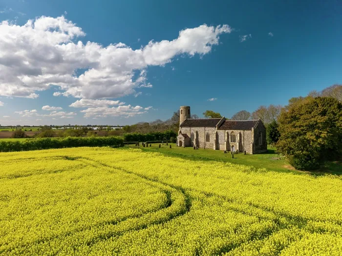 Framed Print : Beeston St. Lawrence Church in Field of Rape, Norfolk, England Framed Print : Beeston St. Lawrence Church in Field of Rape, Norfolk, England