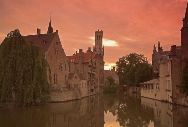 Belfort (Belfry) and River Dijver, Bruges, Belgium