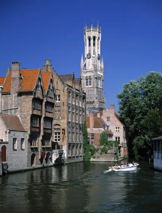 Framed Print : Belfry and canal Framed Print : Belfry and canal