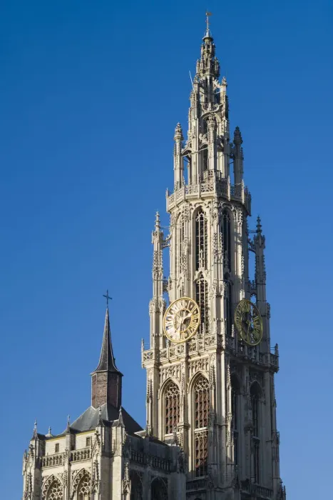 Framed Print : Belgium, Antwerp, Groenplaats, Onze-Lieve-Vrouwekathedraal cathedral tower
