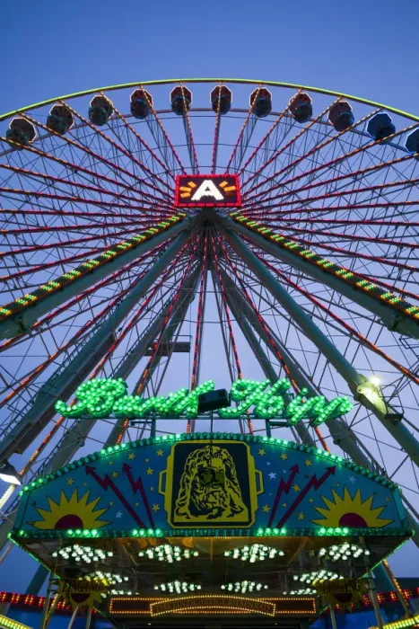 Framed Print : Belgium, Antwerp, Steenplein, Antwerp ferris wheel, dusk Framed Print : Belgium, Antwerp, Steenplein, Antwerp ferris wheel, dusk