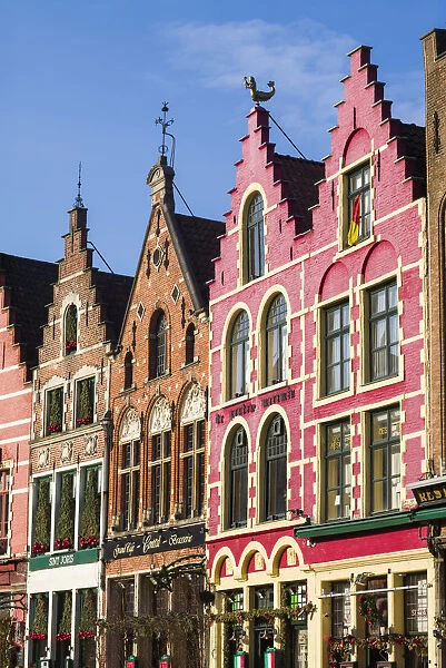 Belgium, Bruges, The Markt, market square buildings