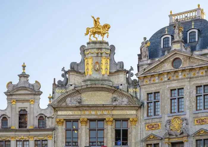 Framed Print : Belgium, Brussels (Bruxelles). Guild houses on the Grand Place (Grote Markt), UNESCO