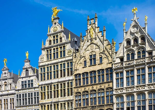 Belgium, Flanders, Antwerp (Antwerpen). Medieval guild houses on Grote Markt