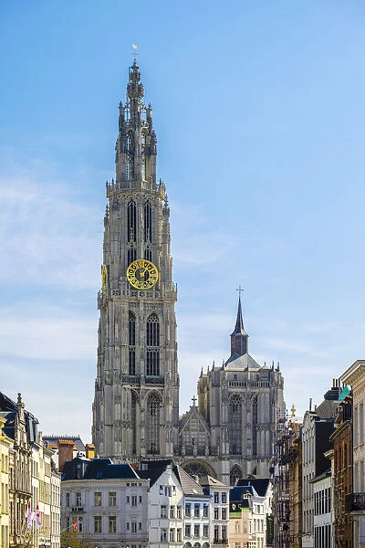 Belgium, Flanders, Antwerp (Antwerpen). Tower of Onze-Lieve-Vrouwekathedraal (Cathedral