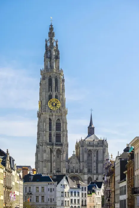 Framed Print : Belgium, Flanders, Antwerp (Antwerpen). Tower of Onze-Lieve-Vrouwekathedraal (Cathedral Framed Print : Belgium, Flanders, Antwerp (Antwerpen). Tower of Onze-Lieve-Vrouwekathedraal (Cathedral