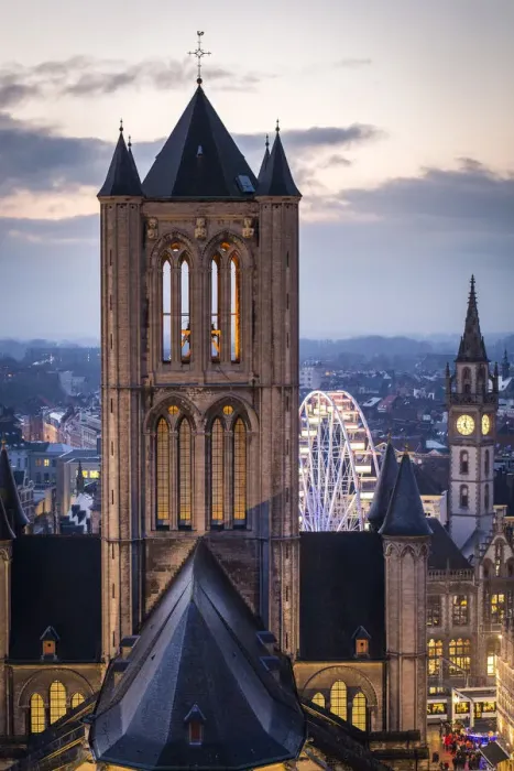 Framed Print : Belgium, Flanders, Ghent, The bell tower of St Nicholas Church Framed Print : Belgium, Flanders, Ghent, The bell tower of St Nicholas Church