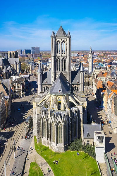 Belgium, Flanders, Ghent (Gent). View of Sint-Niklskerk (Saint Nicholas Church)