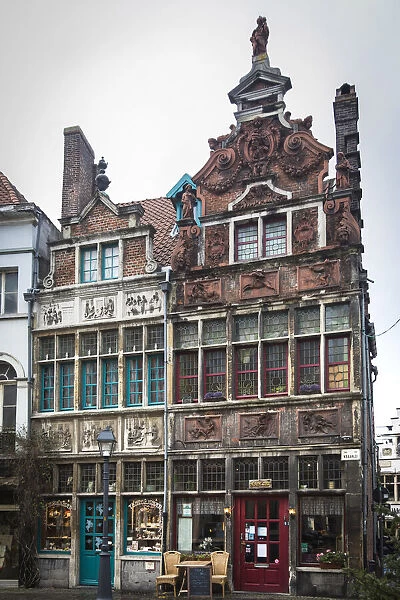 Belgium, Flanders, Ghent, Traditional Flemish houses in Kraanlei Street