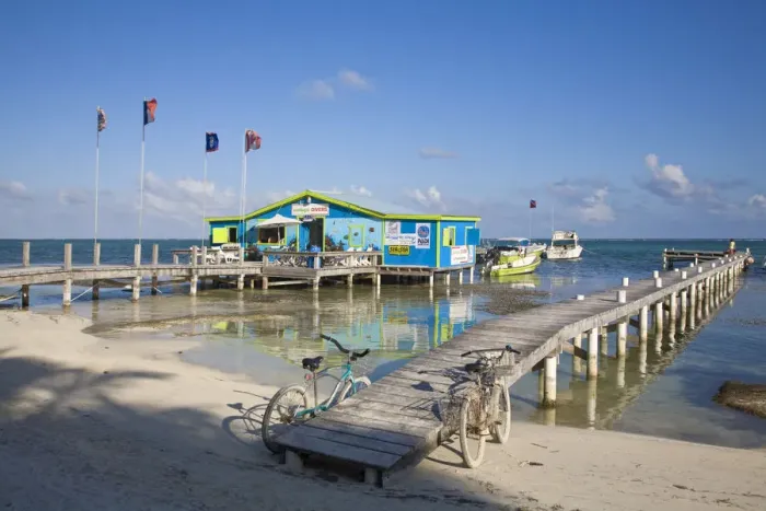 Framed Print : Belize, Ambergris Caye, Pier and dive shop Framed Print : Belize, Ambergris Caye, Pier and dive shop