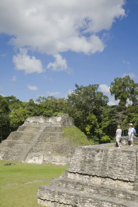 Framed Print : Belize, Caracol ruins, Plaza A, Ladies standing on Structure A6 - Temple of the Wooden Framed Print : Belize, Caracol ruins, Plaza A, Ladies standing on Structure A6 - Temple of the Wooden