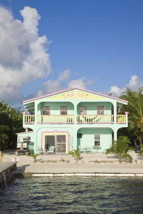 Framed Print : Belize, Caye Caulker, Beach front house Framed Print : Belize, Caye Caulker, Beach front house