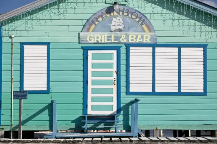 Framed Print : Belize, Caye Caulker, Rainbow grill and bar Framed Print : Belize, Caye Caulker, Rainbow grill and bar