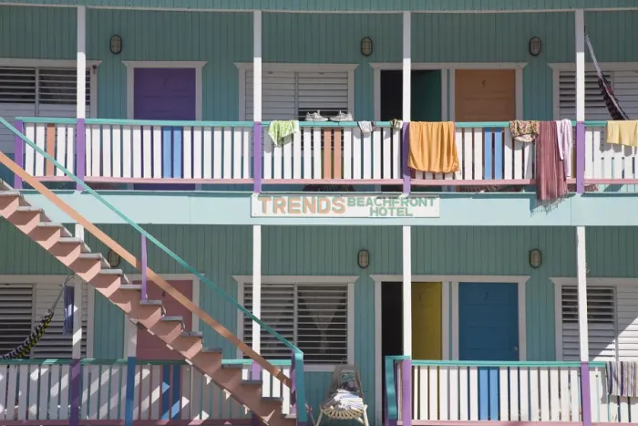 Framed Print : Belize, Caye Caulker, Trends beachfront hotel Framed Print : Belize, Caye Caulker, Trends beachfront hotel