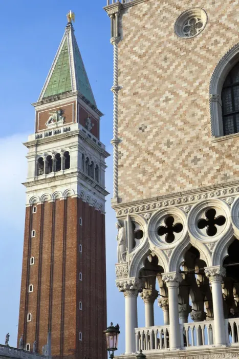 Framed Print : The Bell Tower (campanile) and a detail of the loggiato of the Doges Palace Framed Print : The Bell Tower (campanile) and a detail of the loggiato of the Doges Palace