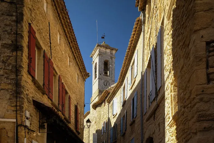 Framed Print : Bell tower in Chaeauneuf-du-Pape, Vaucluse, France Framed Print : Bell tower in Chaeauneuf-du-Pape, Vaucluse, France