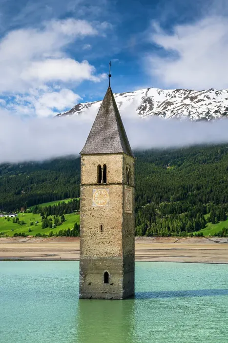 Framed Print : Bell tower emerging from Lake Reschen (Lago di Resia), Graun im Vinschgau-Curon Venosta, Alto Adige-South Tyrol, Italy Framed Print : Bell tower emerging from Lake Reschen (Lago di Resia), Graun im Vinschgau-Curon Venosta, Alto Adige-South Tyrol, Italy